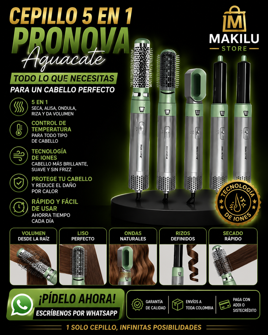 Cepillo 5 En 1 Pronova Aguacate