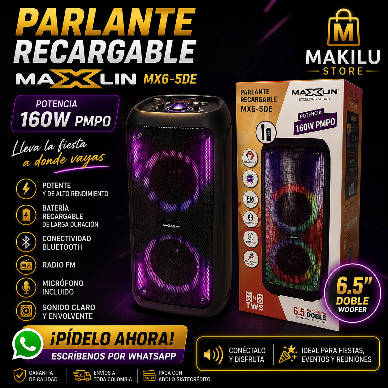 Torre  Maxlin Mx6 Recargable - 2x6.5"