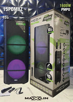 Cabina De Sonido Doble Maxlin De 15 Pulgadas Con Luces LED