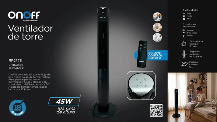 Ventilador Torre Onoff 105CMS Con Control
