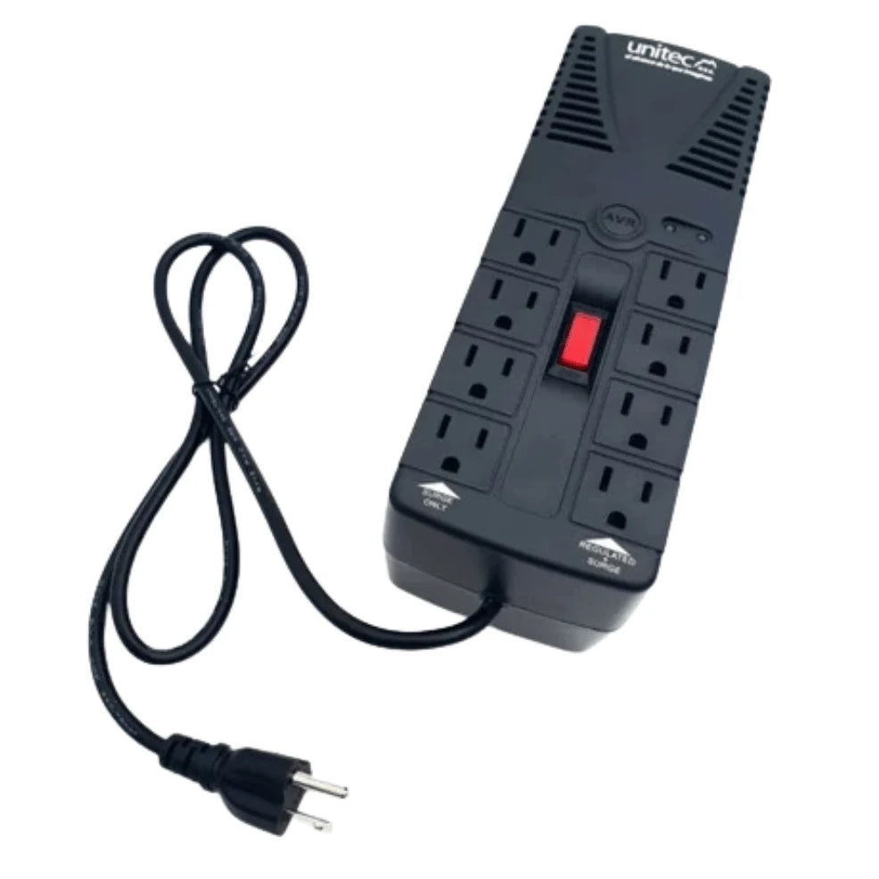 Regulador Unitec U-2000 VA 8 Tomas 4 Reguladas Y 4 Protegidas