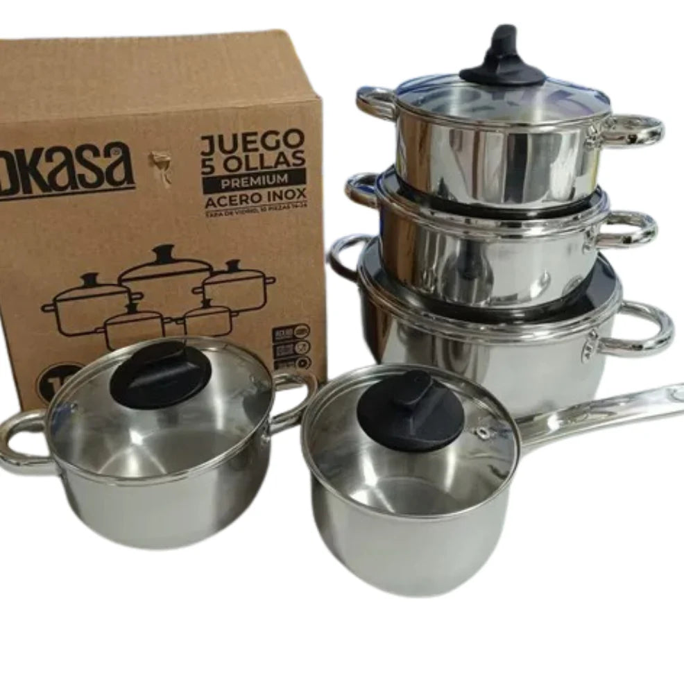 Juego De Ollas Dkasa Acero 10 Piezas