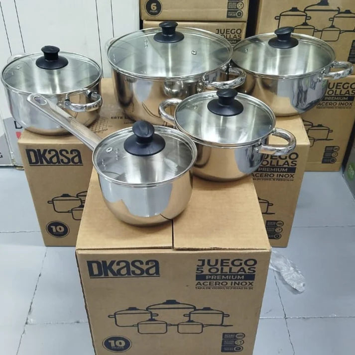 Juego De Ollas Dkasa Acero 10 Piezas