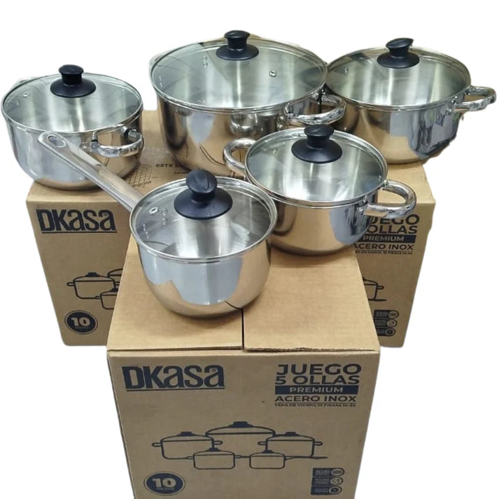 Juego De Ollas Dkasa Acero 10 Piezas