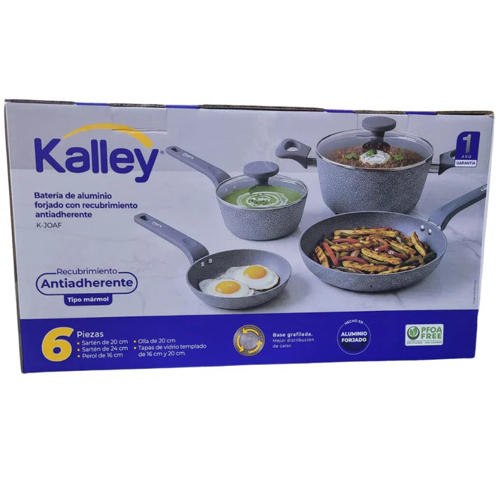Juego De Ollas Kalley 6 Piezas Aluminio Forjado Antiadherente