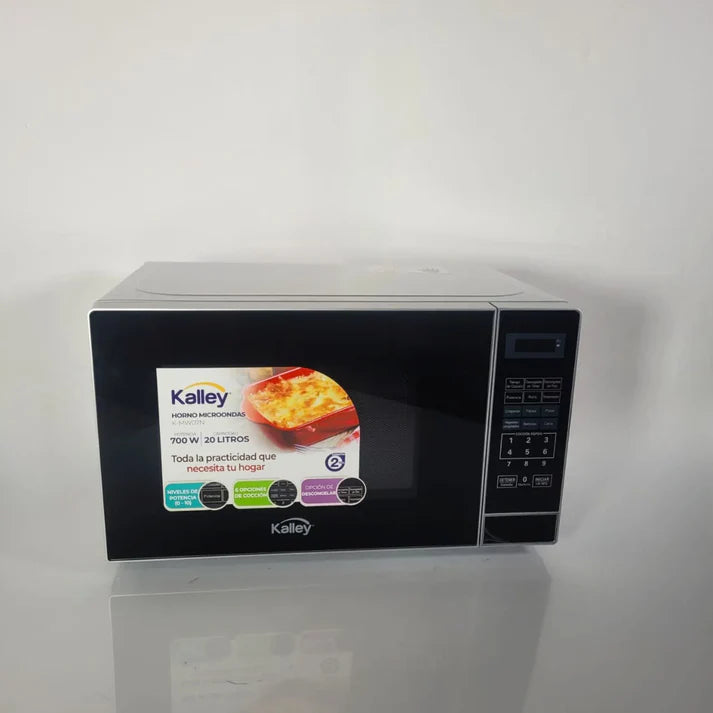 Microondas Kalley Negro Borde Plata 20 Litros