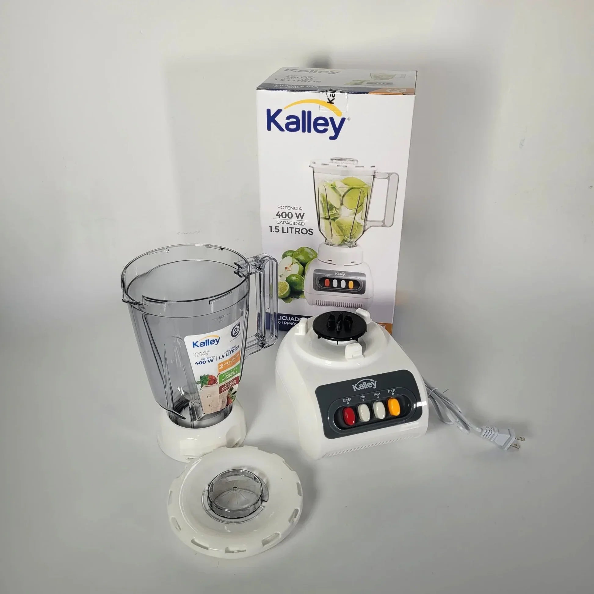 Licuadora Kalley 400w 1.5 Litros Vaso Acrílico