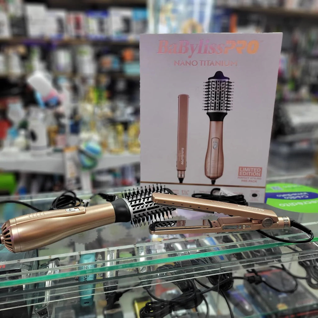 Combo Baby Liss Rosa Gold - Plancha Digital Mediana + Cepillo Secador
