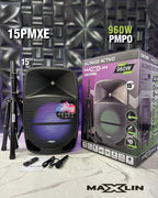 Cabina Activa Maxlin MX15E 15 Pulgadas LED Con Trípode Y Micrófono